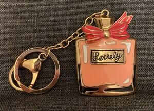 Pink Enamel Metal Perfume Bottle Keychain